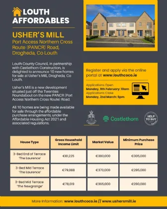 Photo of Ushers Mill - Louth County Council, Affordable Purchase New Homes, Ushers Mill, Drogheda, Co Louth