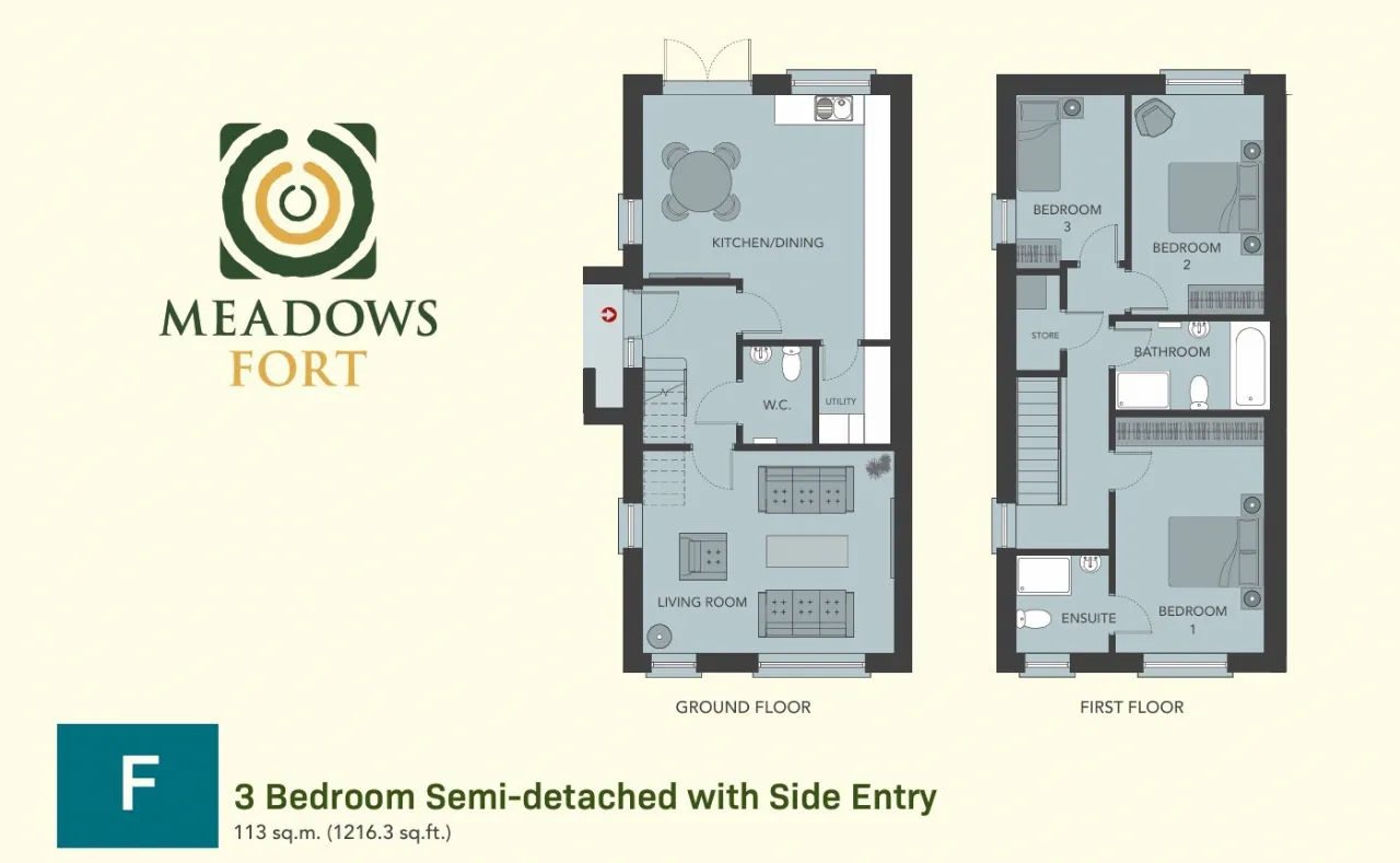 Photo of 3-Bed Semi Type F (113 Sq M), Meadows Fort, Graiguecullen, Carlow